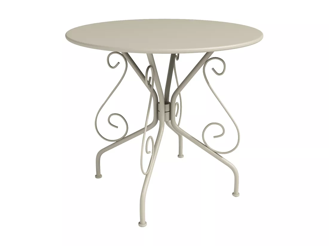 Table de jardin D.80 cm en métal façon fer forgé - Beige - GUERMANTES de MYLIA