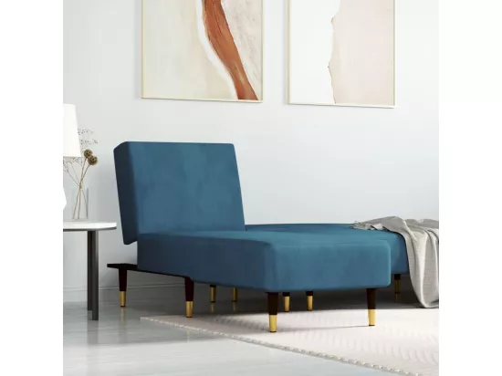 Chaise longue bleu velours