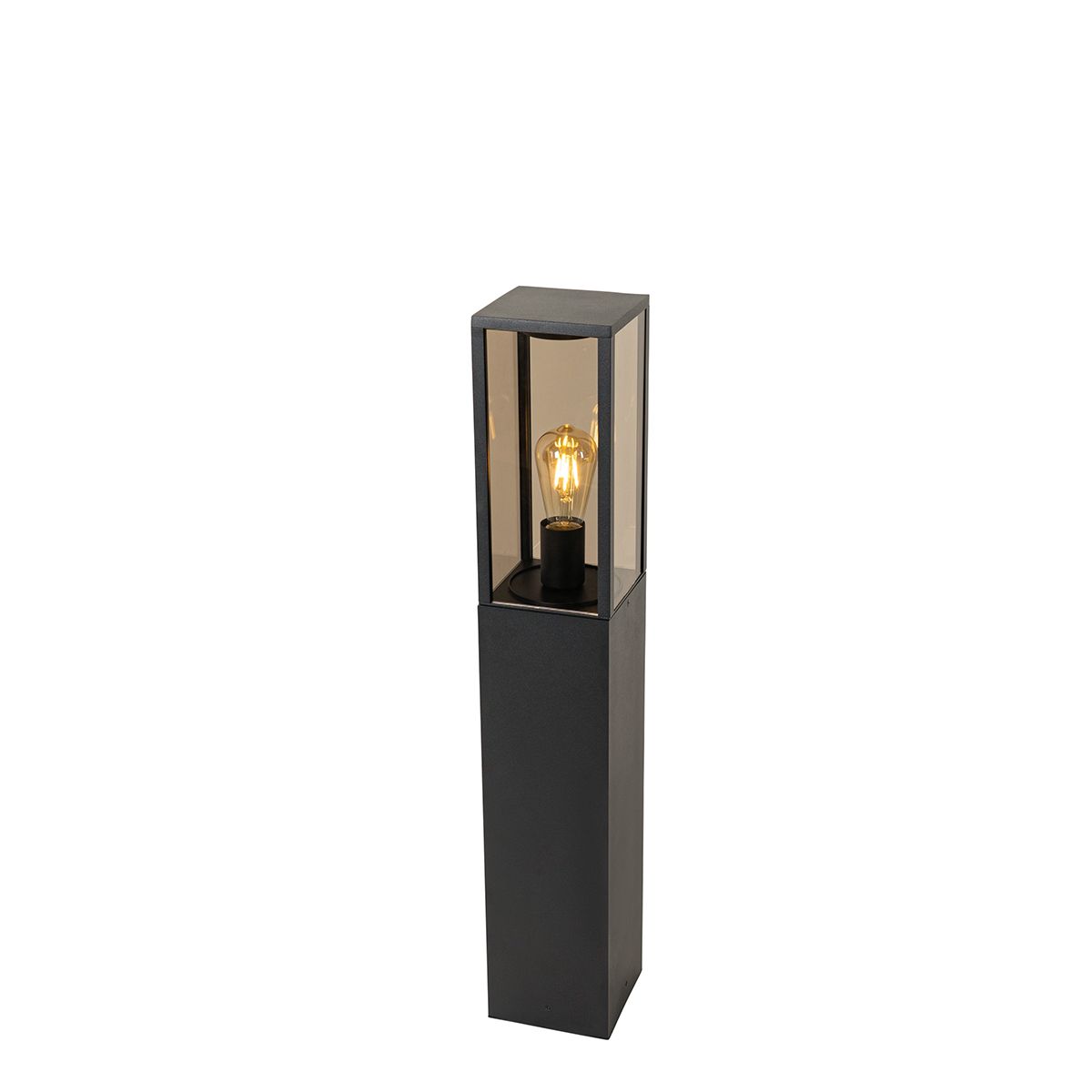 Buitenlamp zwart met smoke glas met grondpin en kabelmof 80cm IP44 - Charlois