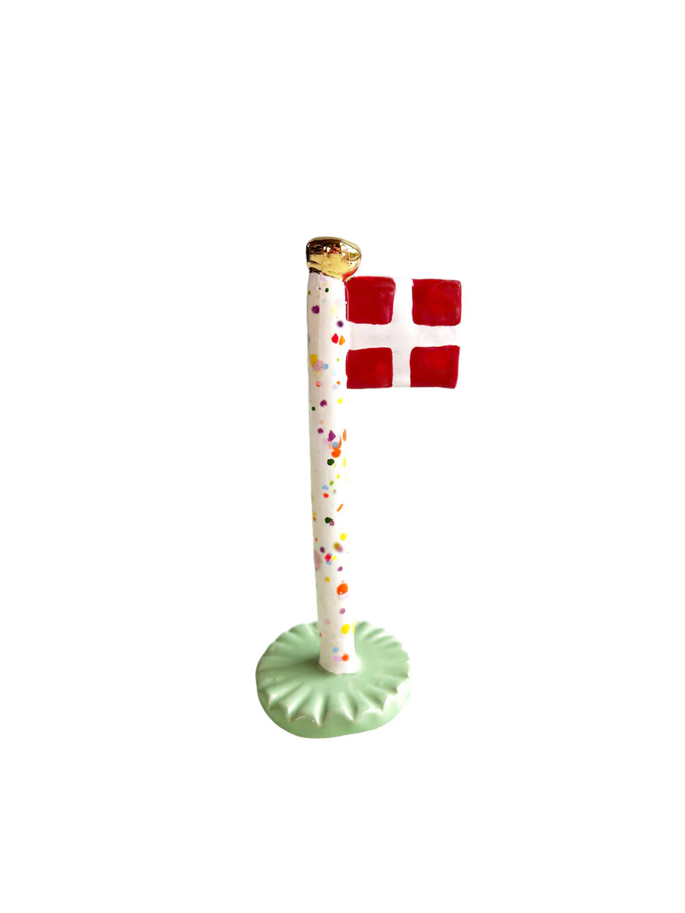 TheClayPlay  Keramik Harlekin Flag m. guldknap, Pale Spring - H14-18 cm.