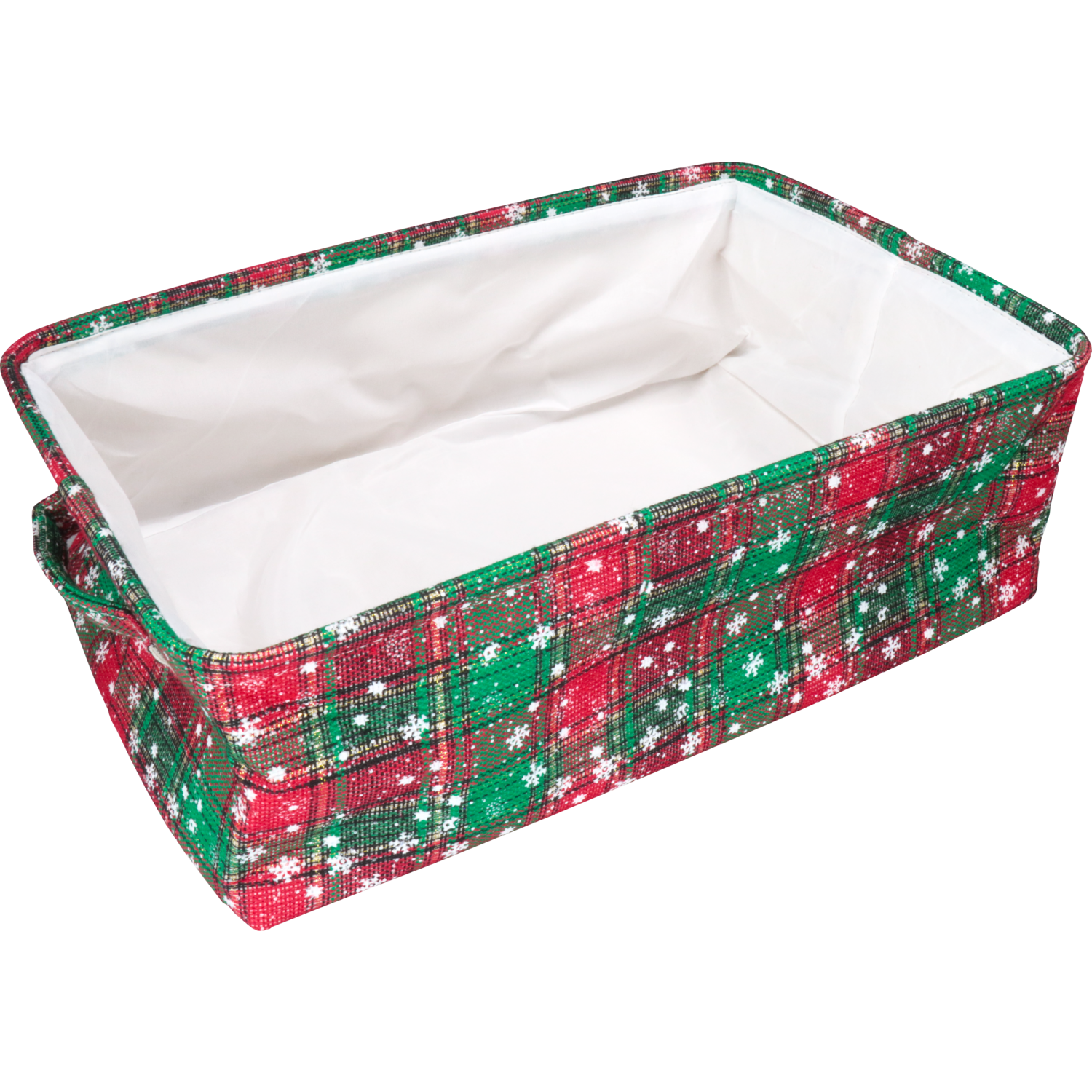 Mand, pE, 38x26x13cm, rechthoekig, rood/groen/wit
