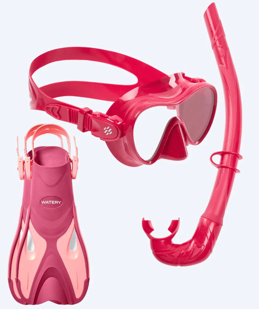 Watery snorkelsæt til børn - Fisher/Cliff - Pink/rød