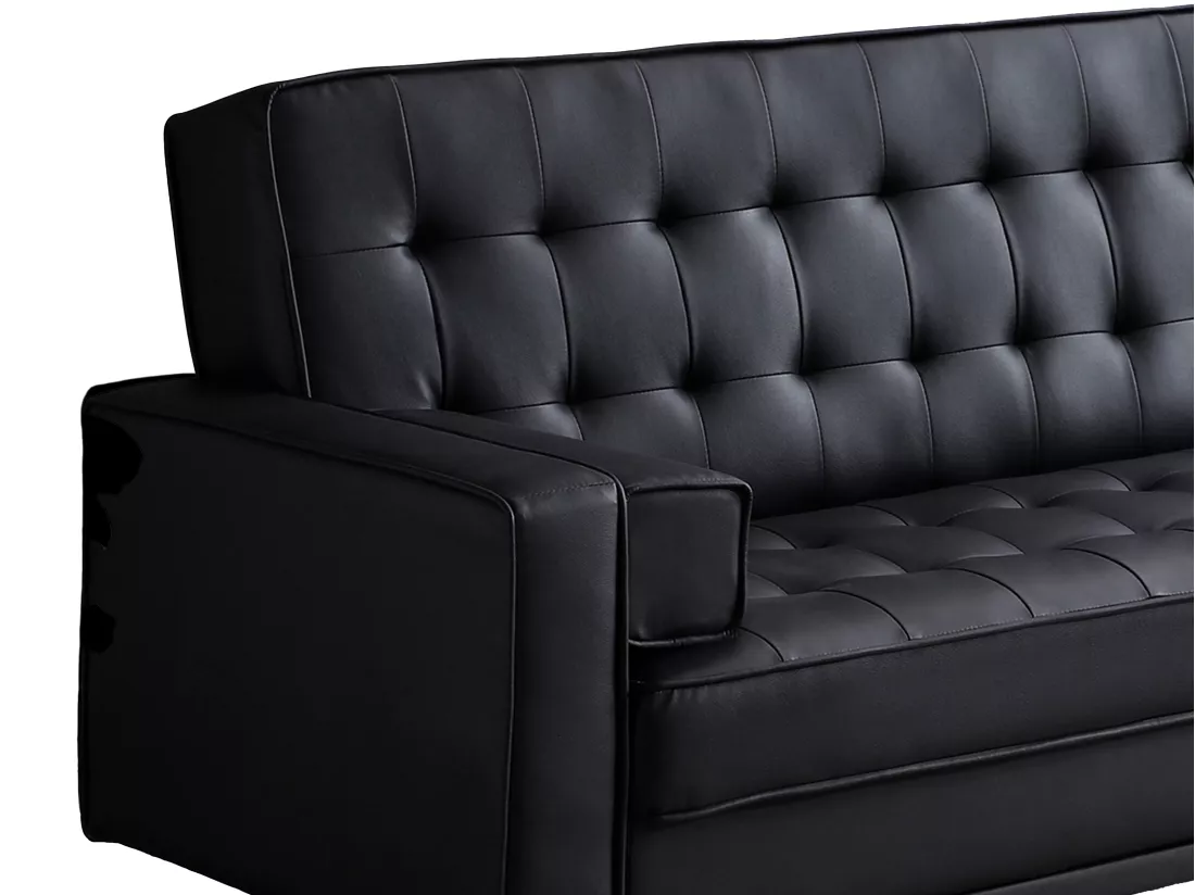 Canapé convertible clic-clac en simili noir ELEANOR II