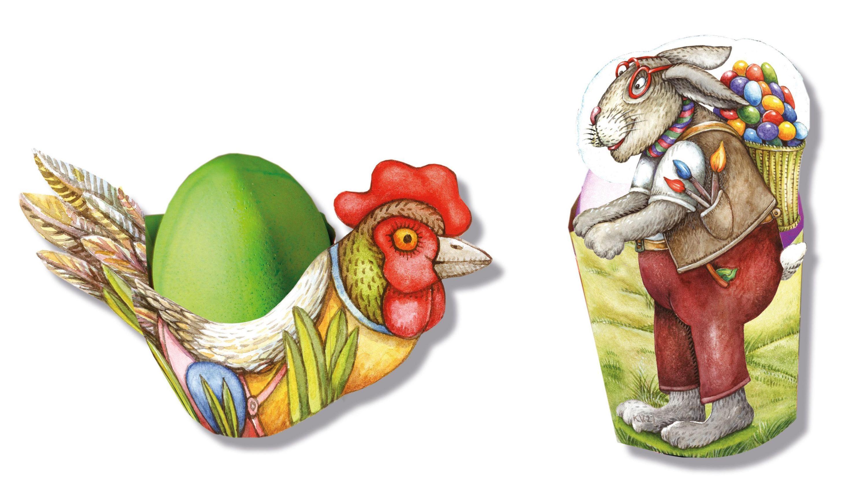 Ostern Bastelbogen Körbchen und Eierbecher