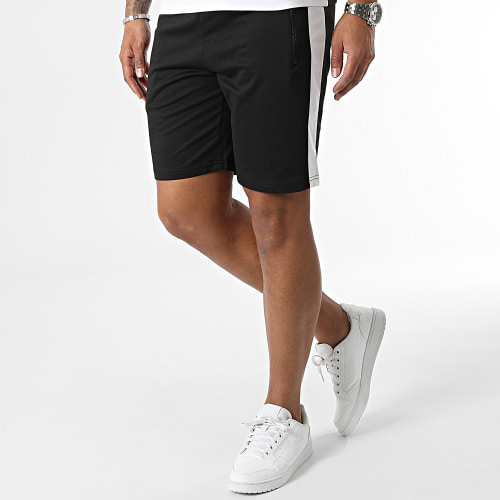 Ensemble Polo Manches Courtes Et Short Jogging Noir Blanc