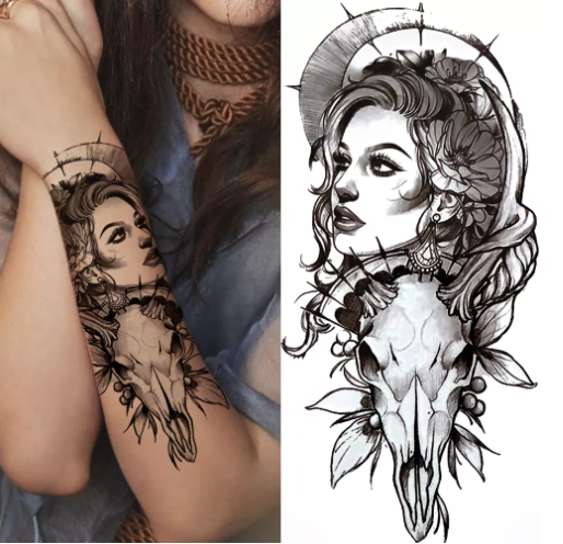 (20x9cm) Fake Tätowierung Temporary Tattoo Haut Sticker Aufkleber - Style 2
