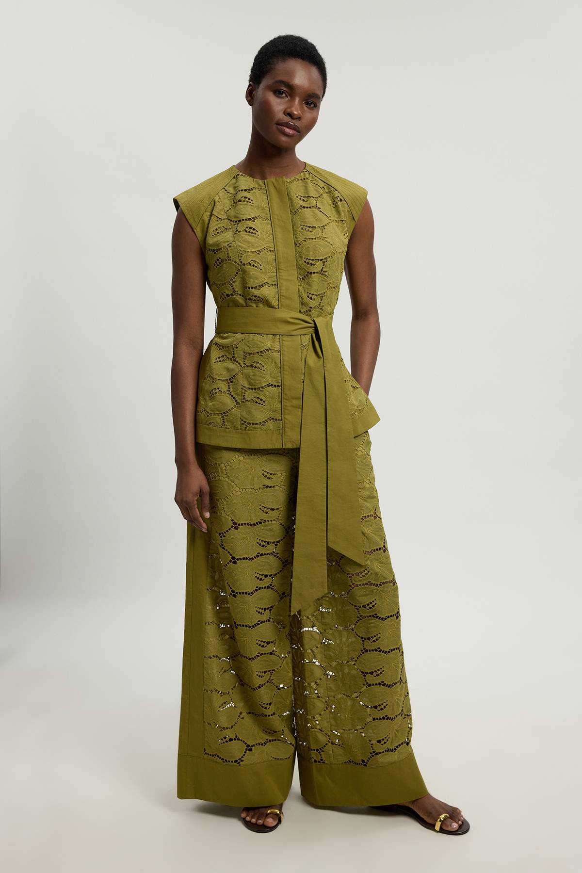 KarenMillen Pantalon Tissé En Coton À Broderie Anglaise