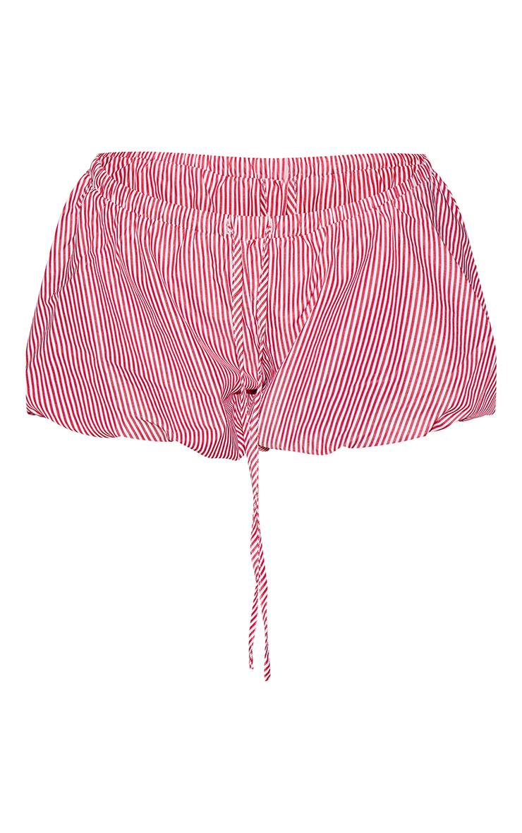 Rouge Short Bouffant À Rayures Avec Cordon De Serrage
