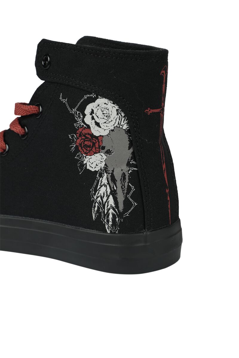 Baskets avec Rose & Imprimé Crâne | Black Premium by EMP Baskets hautes