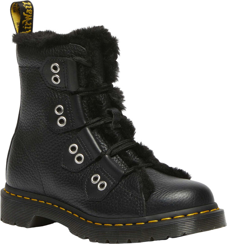 Dr. Martens 1460 Ltt Fl Black Milled Nappa Wanama Milo Fur Black