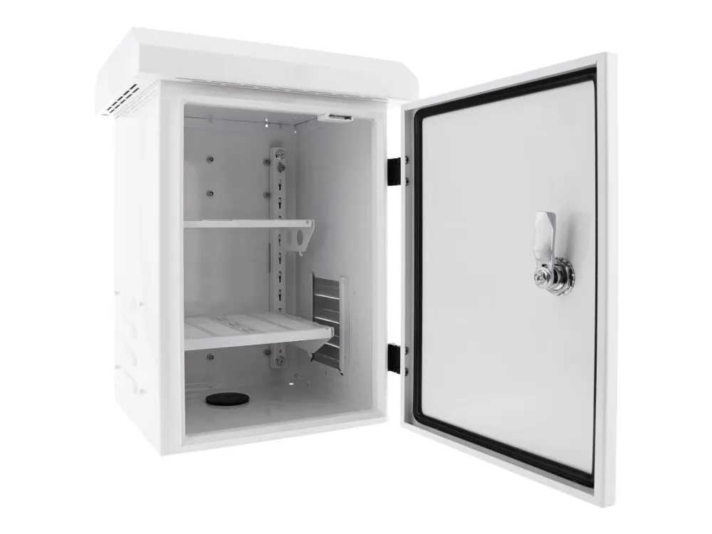 DELTACO - Kabinet - kompakt - låsbar, IP55 - pælmonterbar, vægmonterbar - hvid - 6U