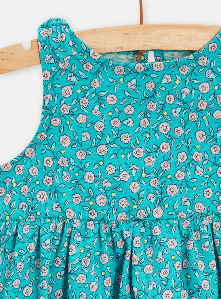 Robe fleurie bleu turquoise pour bébé fille