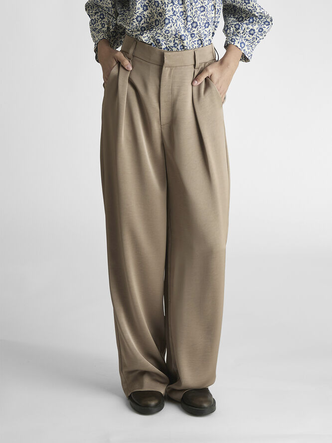 Neo Noir Alessandra Heavy Sateen Pants Dark taupe