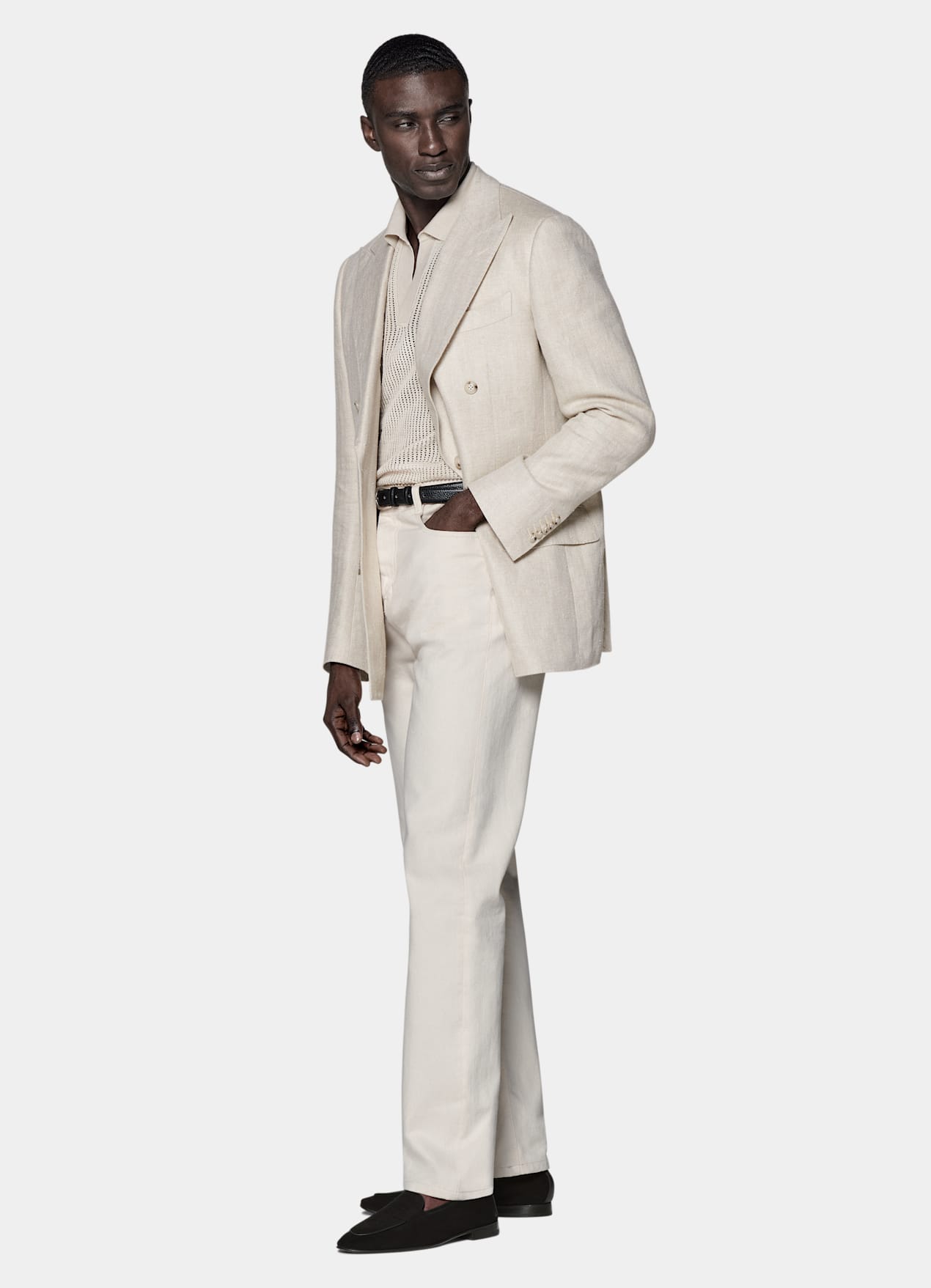 Blazer Milano coupe Tailored taupe clair à chevrons