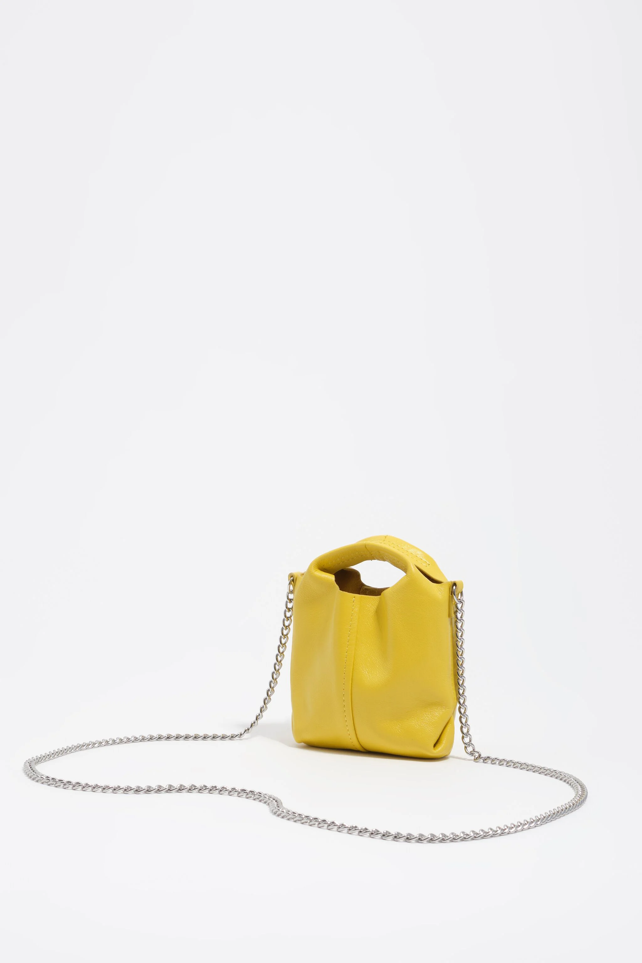 Saco de papel micro de couro amarelo