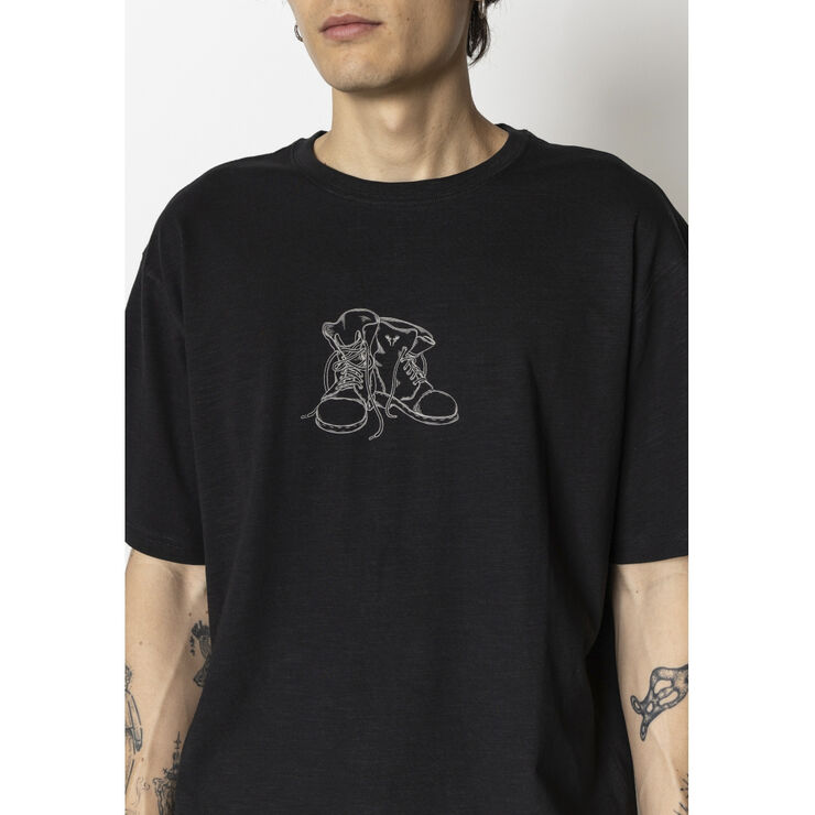Fat Moose Boot organic T-shirt Black