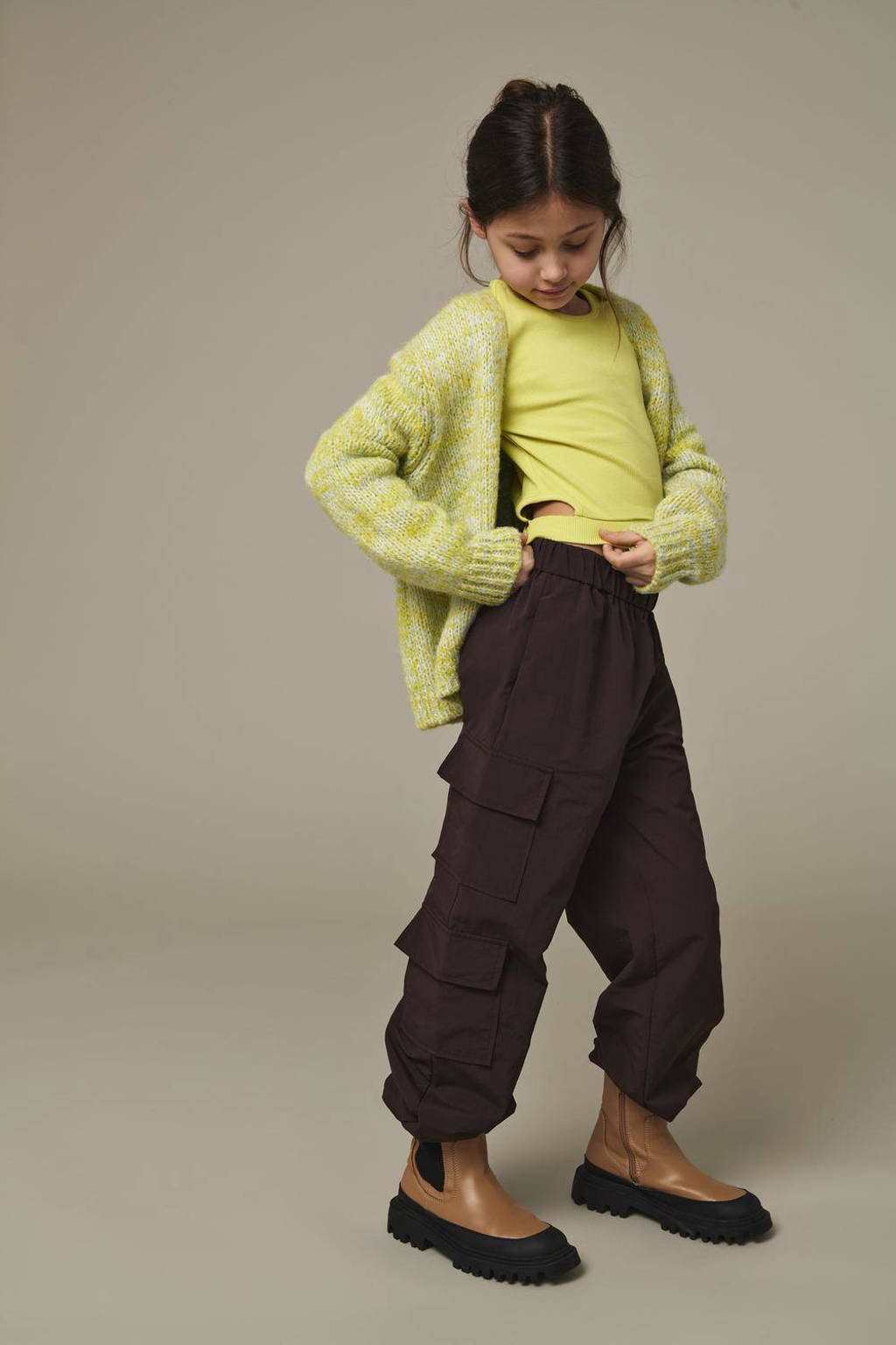 ONLY gebreid vest KOGALLYSSA LIFE met backprint geel