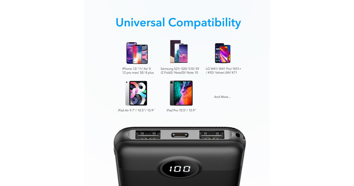 VEGERL10 powerbank 10.000mAh  (Zwart)