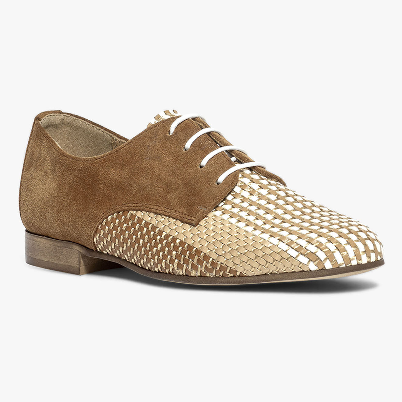Bocage Derbies en Velours de Cuir bimatières Arel cognac