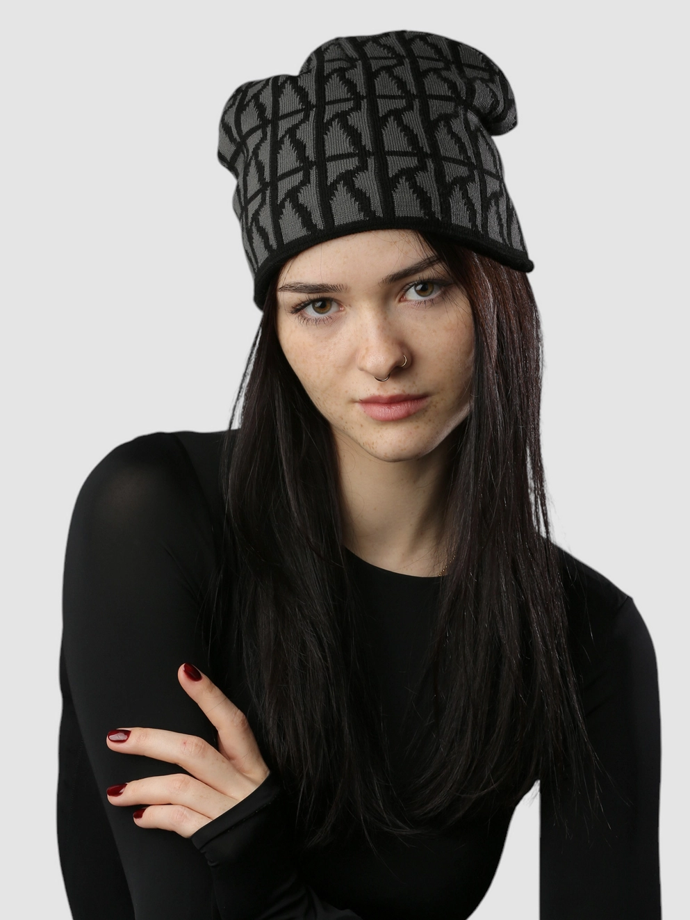 Poetic Collective Skull Beanie logo pattern