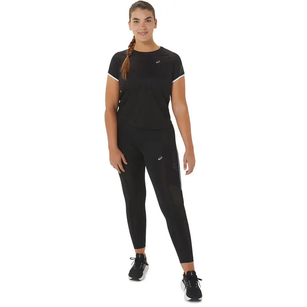 ASICS Icon Hardloopshirt Korte Mouwen Zwart/Wit Dames