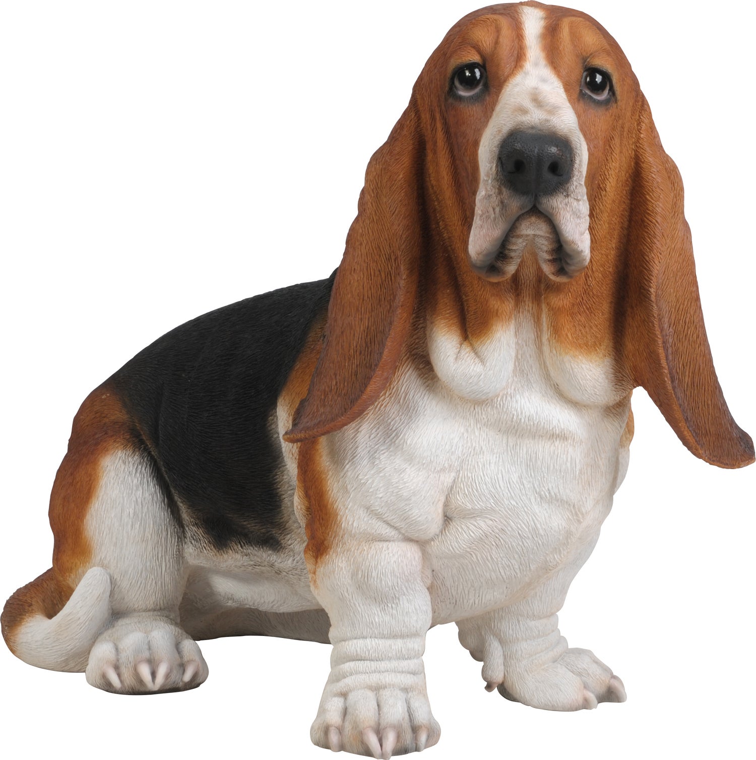HotAnt tuinbeeld Raymon basset bruin / zwart / wit 53 x 27 x 41 cm