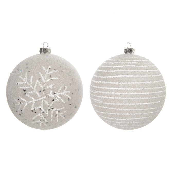 Christbaumkugel - silber/weiß - aus Glas - Ø = ca. 8 cm - 1 Stück