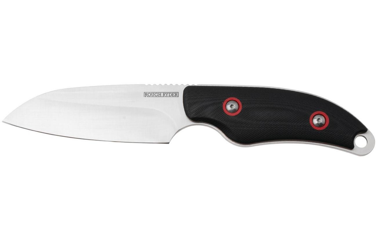 Rough Ryder Code Red Black Bear RR2397, Satin Stainless Steel, Black Red G10, vaststaand mes