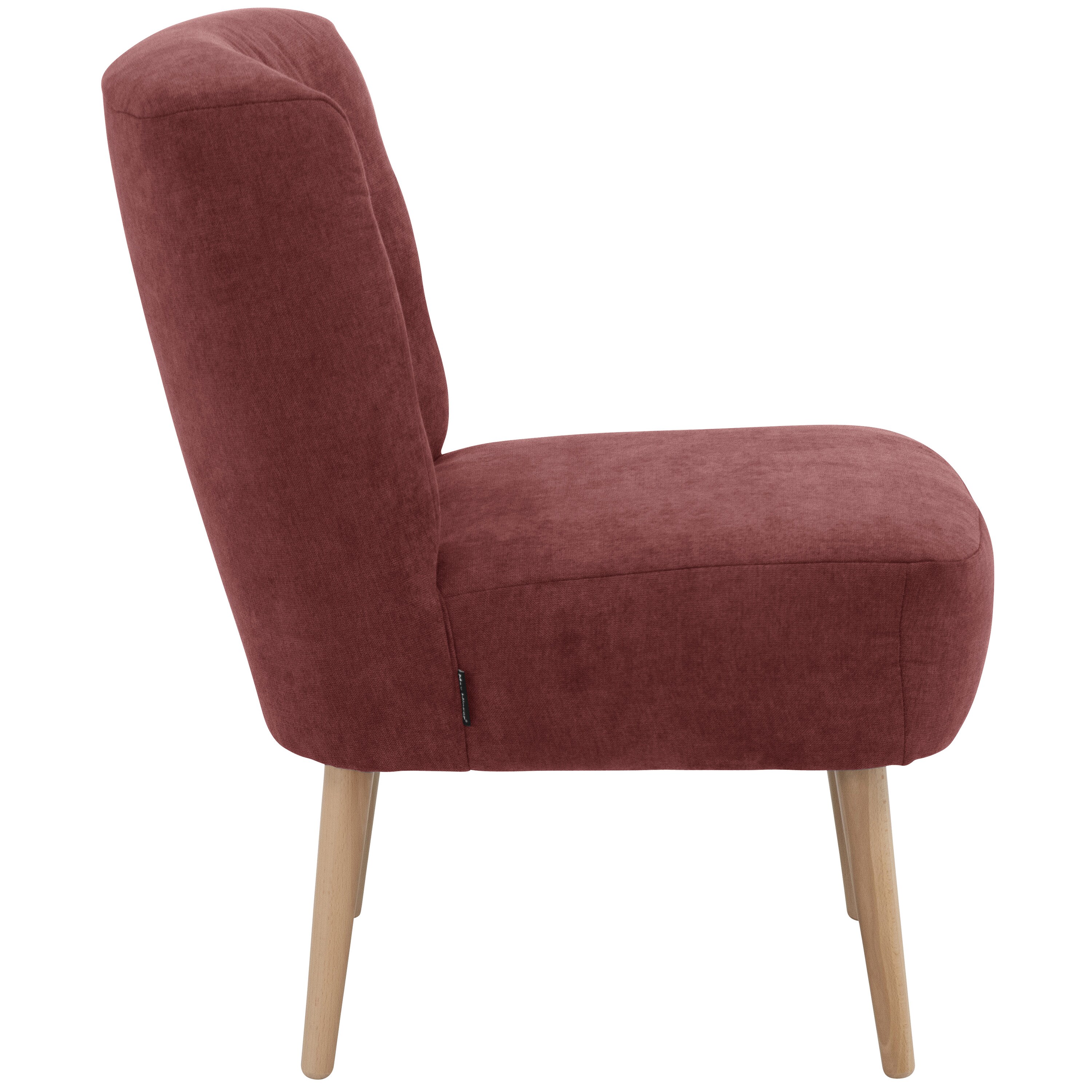 lovingHome® Sessel Fiola Velours rot Polstersessel Stuhl Relaxsessel Füße Buche natur mittlere Sitzhärte