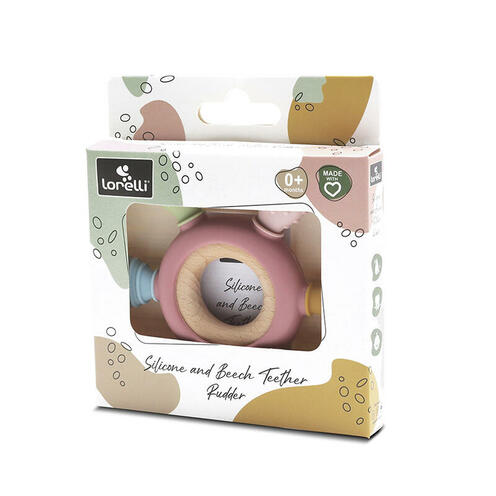 Anneau de dentition en silicone et hêtre Gouvernail Rose - LORELLI