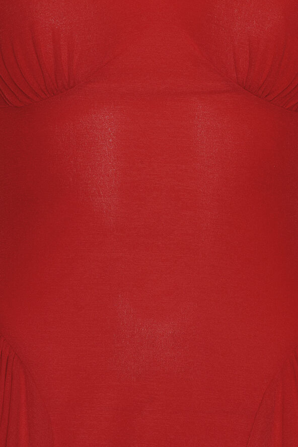 ROTATE Birger Christensen MAXI V-NECK DRESS Racing red