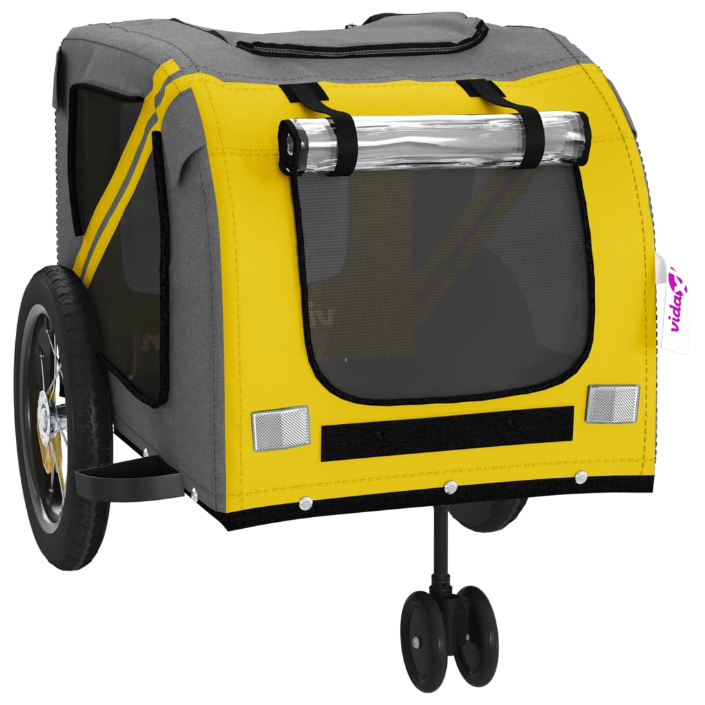 Remorque de vélo pour animaux de compagnie jaune et noir
