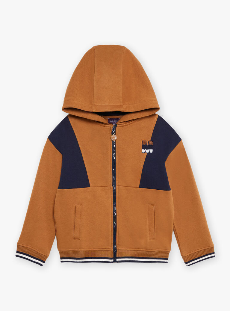 Sweat à capuche bleu marine et marron