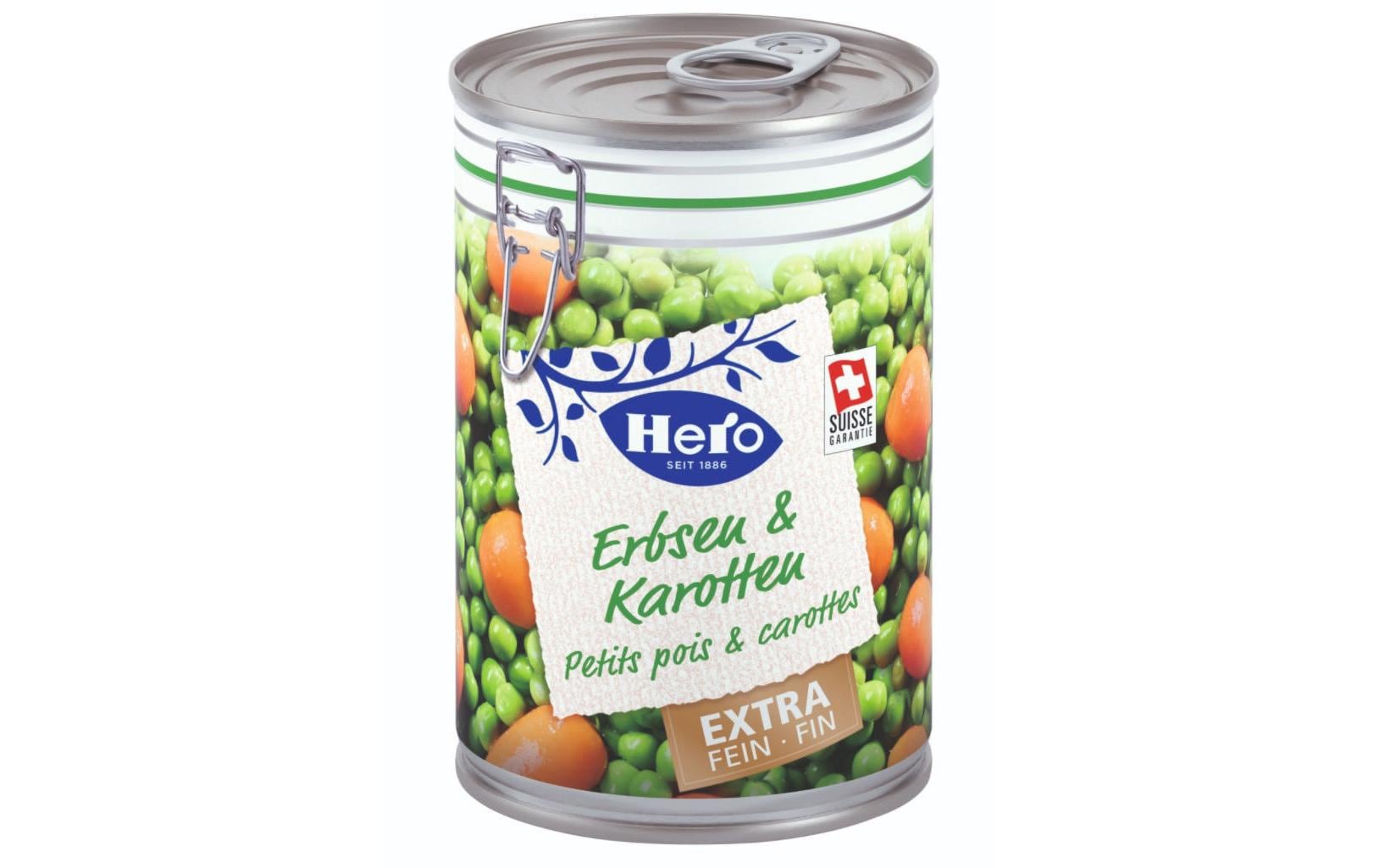 Dose Erbsen & Karotten extra fein 12 x 420 gLange haltbares Gemüse in Konservendosen