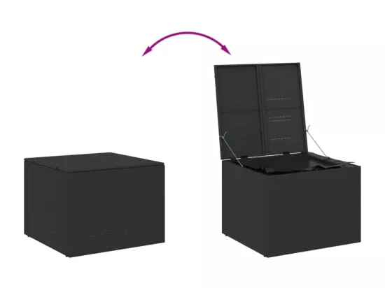 Boîte de rangement de jardin noir 291L résine tressée