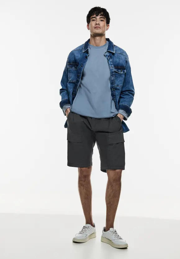 Relaxed Fit Cargoshorts - dark ash grey