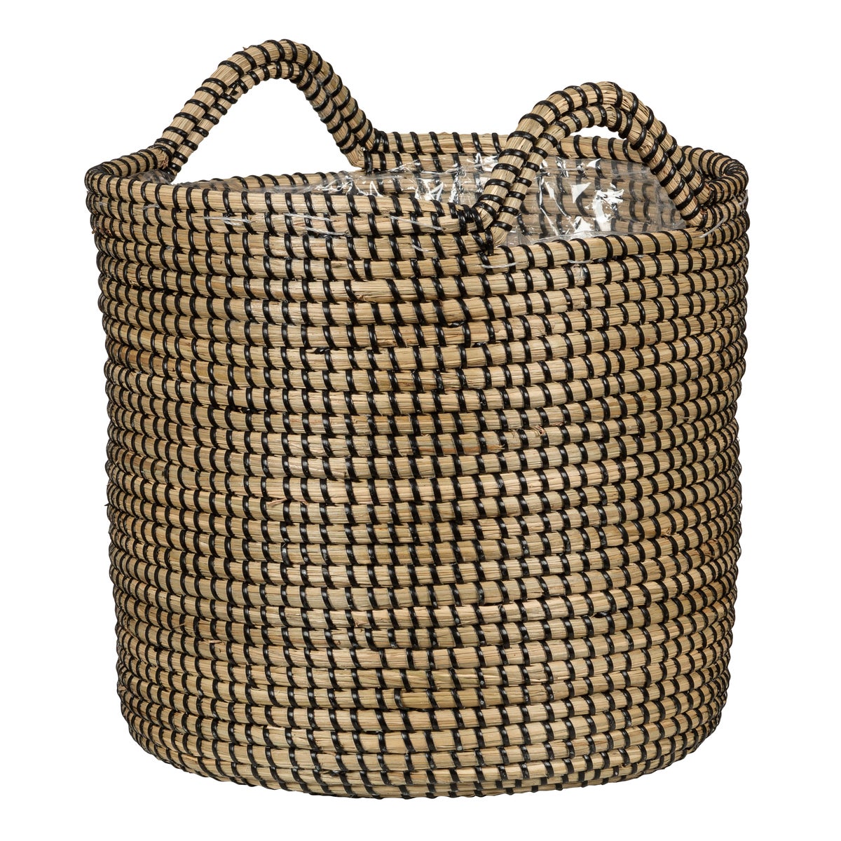 Scheurich Seagrass 22, plantenbak/mandpot met handgrepen van zeegras, kleur: zwart, diameter 22 cm, hoogte 19,5 cm, inhoud 7,5 l.