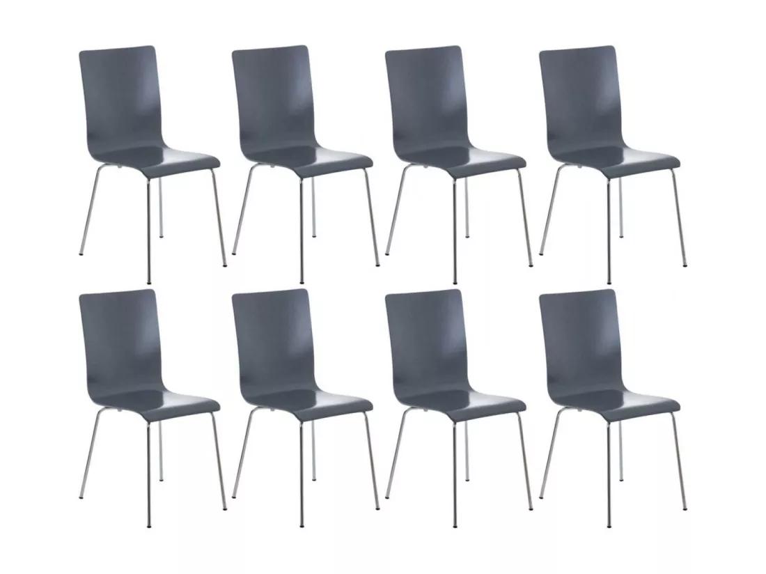Lot de 8 Chaise de conférence - Bois & Antique - Gris - PEPE
