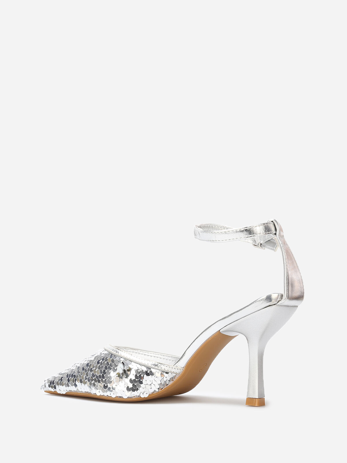 Escarpins pointus à sequins- Argenté
