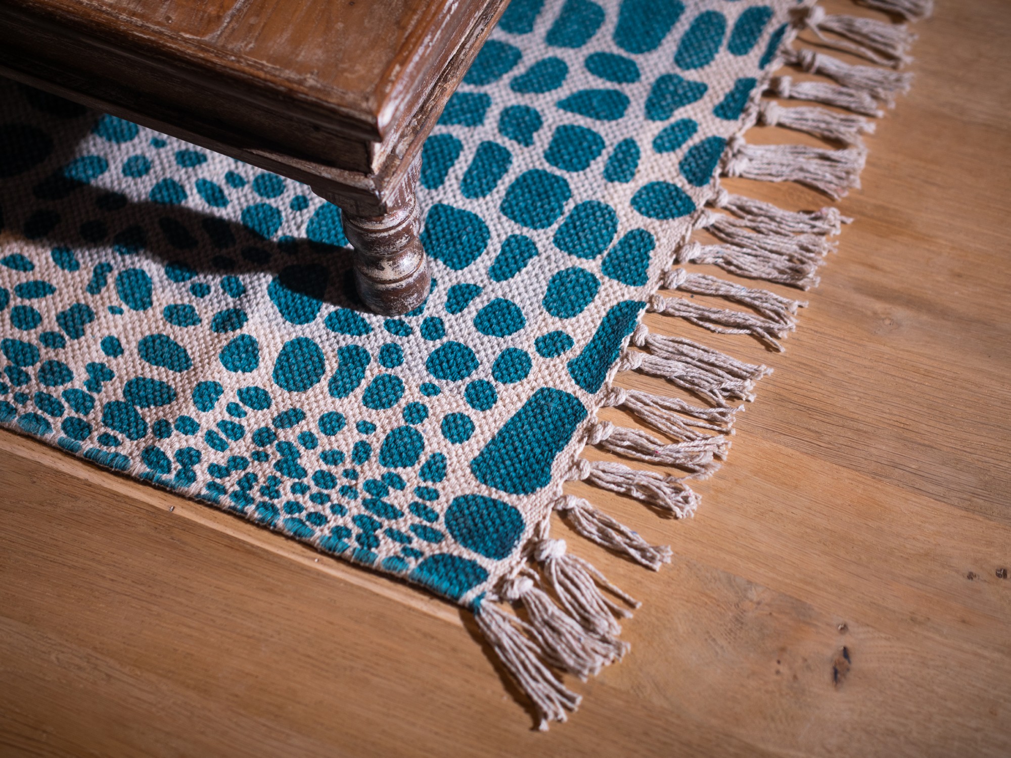 Mini-Rug 'Lonar', weiß, blau, T 60 cm, B 90 cm von fischer's lagerhaus