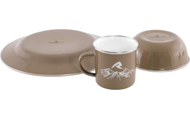 Robens Tongass Single Emaille-Set 3-tlg. mit Teller / Suppenteller / Tasse