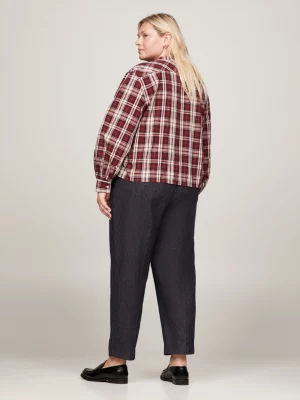 Camisa cropped sem gola Curve Tartan