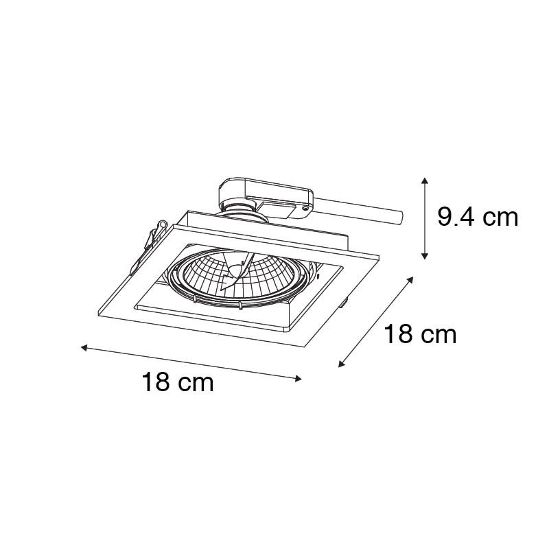 Moderne inbouwspot zwart 18 cm verstelbaar - Artemis 111