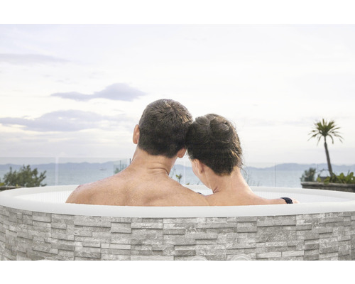 Bestway® LAY-Z-SPA® Vancouver AirJet Plus™ opblaasbare hottub met 140 luchtjets, geïntegreerd verwarmingssysteem, multifunctionele pomp en app-bediening, grijs