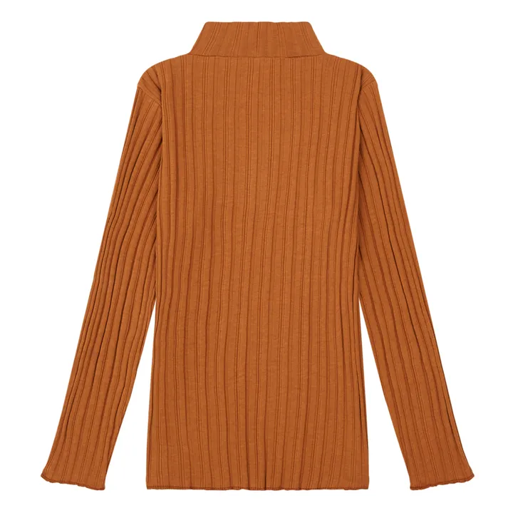 SMALLABLE BASICS Sous Pull Fille Côtelé Coton Bio | Noisette