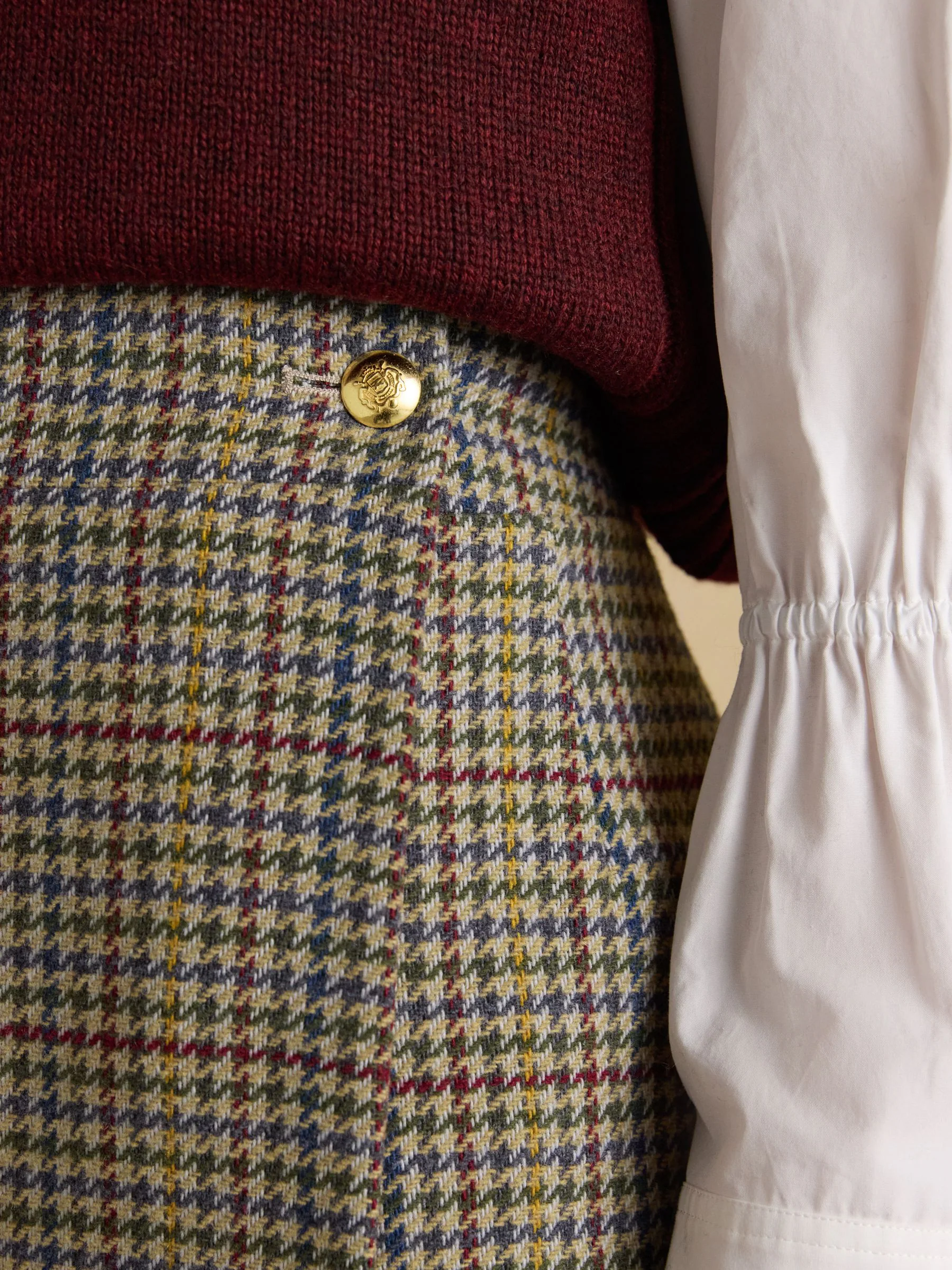 Bruin geruit - Joules Wrenley tweed omslagrokken