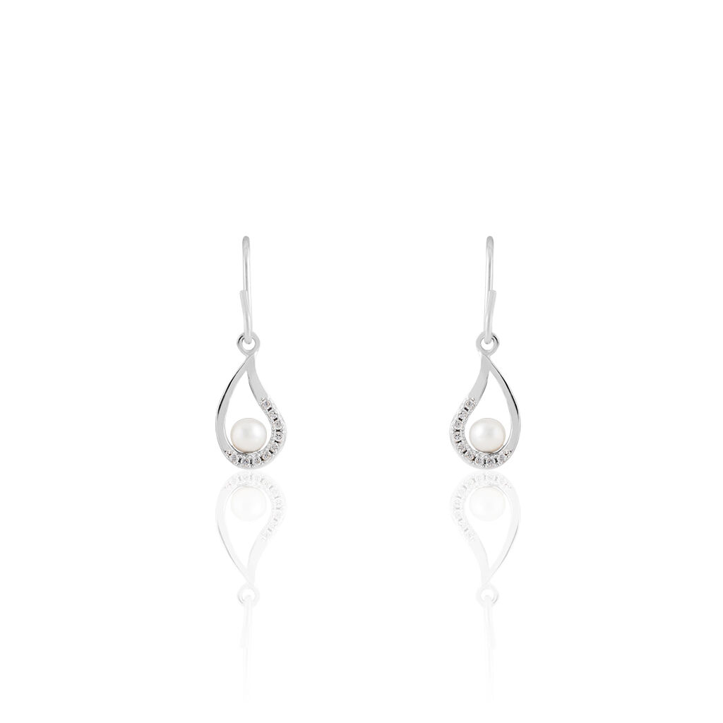 Boucles D'oreilles Pendantes Akiko Argent  Perle De Culture Et Oxyde