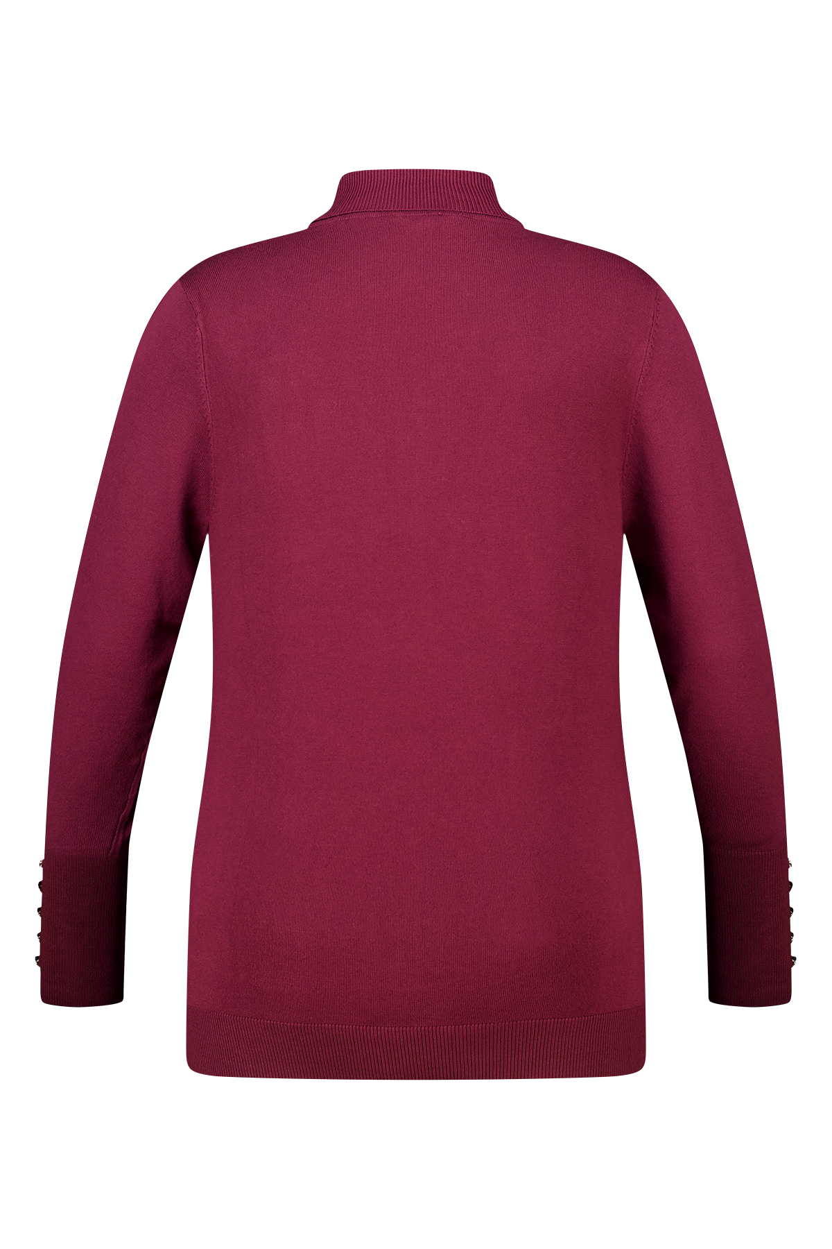 Trui met turtle neck en sierknopen Donker rood