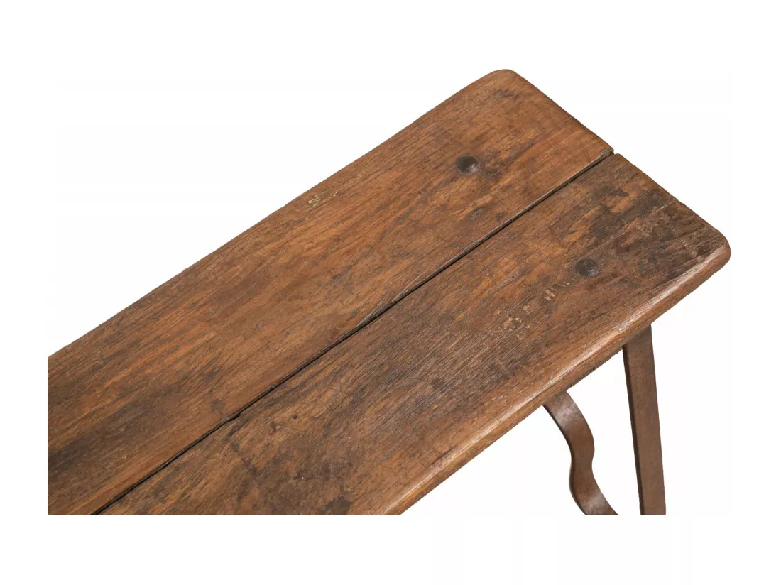 Banc BISCOTTINI - Fabriqué en bois et fer - Parfait pour banc de bureau vintage - Banc de jardin - Banc de cuisine - Salon - Salle à manger - Présentation - Mobilier - 153x40x46cm