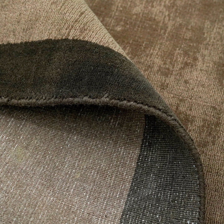 Laagpolig vloerkleed - Lucien Border Bruin | Mid-century modern